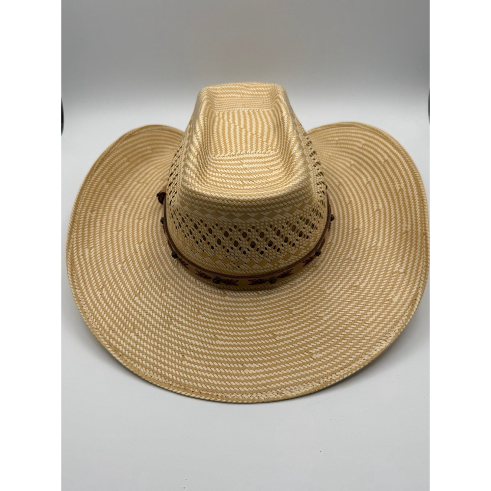 Bullhide Montecarlo Straw Cowboy Hat 50X Shantung Panama Western Tan Vented - Picture 4 of 10